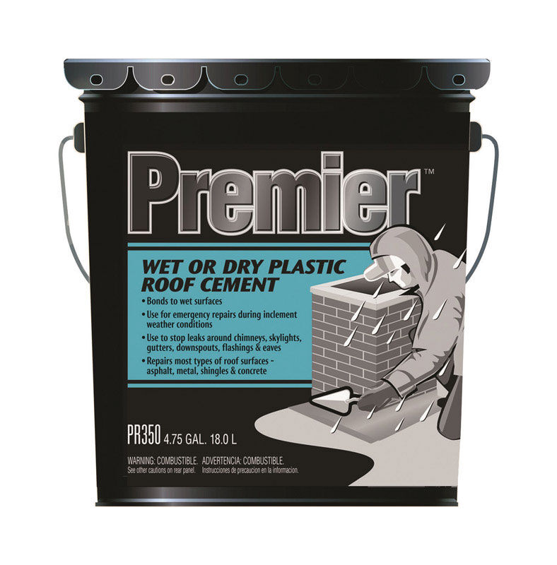 Premier Asphalt Wet/Dry Surface Roof Cement 4.75 gal. Black Stine