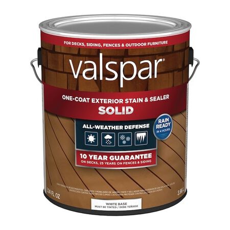 Valspar White Base Solid Exterior Wood Stain and Sealer in One ,1 Gallon