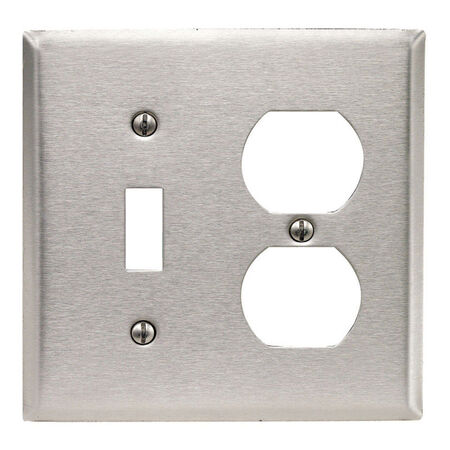 Leviton 2 gang Silver Stainless Steel Toggle/Duplex Wall Plate 1 pk