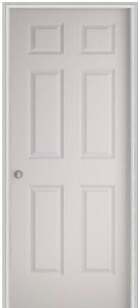 Colonist 32" x 80" Single Prehung Interior Door Unit - Primed 6-Panel Hollow Core Right Hand w/ Flat Jamb - No Trim