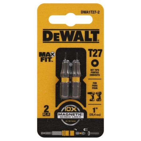 DEWALT Max Fit Torx T27 X 1 in. L Insert Bit S2 Tool Steel 2 pc
