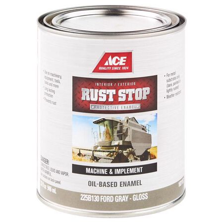 Ace Rust Stop Indoor / Outdoor Gloss Ford Gray Oil-Based Enamel Rust Preventative Paint 1 qt