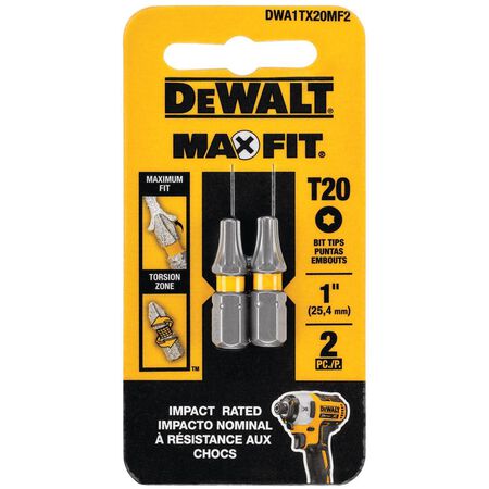 DEWALT Max Fit Torx #20 X 1 in. L Screwdriver Bit Set Steel 2 pk