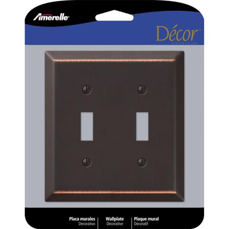 Amerelle Century Antique Bronze 2 gang Stamped Steel Toggle Wall Plate 1 Pack