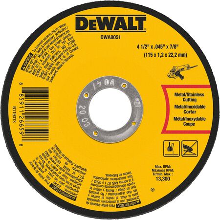 DeWalt 4-1/2 in. D X 7/8 in. Aluminum Oxide Metal Cutting Wheel 1 pc
