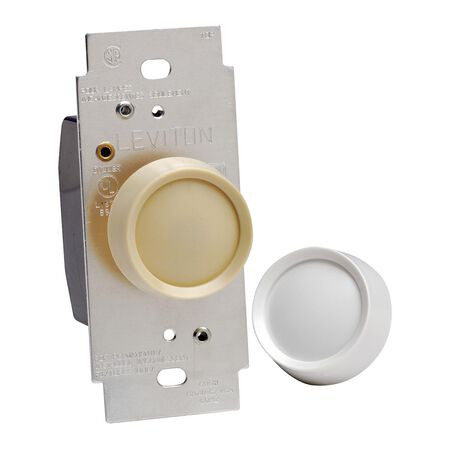 Leviton 120 amps 600 watts Rotary Dimmer Knob White and Light Almond