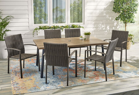 Living Accents 7PC Dining Set Brown/Woven Wicker