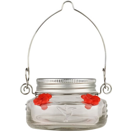 Nature's Way Hummingbird 6 oz. Glass Mason Jar Bird Feeder 4 ports