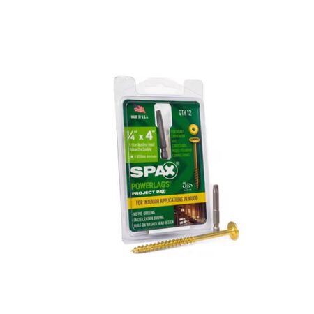 SPAX PowerLags 1/4 in. x 4 in. L Star Yellow Zinc Steel Lag Screw 12 Pack