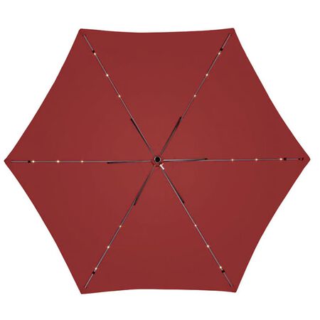 Living Accents Solar LED 9 ft. Tiltable Red Market Umbrella