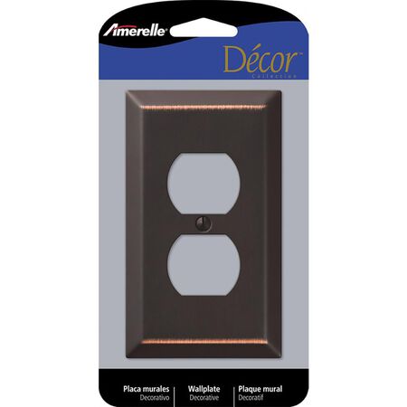 Amerelle Century Aged Bronze 1 gang Stamped Steel Duplex Wall Plate 1 Pack