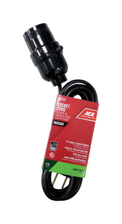 Ace Indoor 9 ft. L Black Extension Cord w/Socket 18/2 SPT-2
