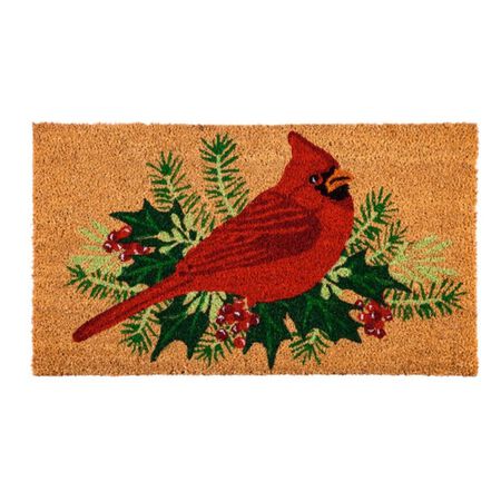 Evergreen Winter Cardinal Coir Mat