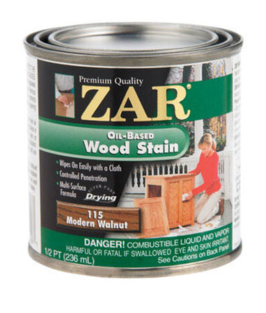 ZAR Semi-Transparent Oil-Based Wood Stain Modern Walnut Tintable 1/2 pt.