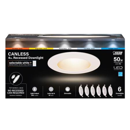 Feit LED Retrofits White 5 in. W LED Canless Recessed Downlight 6.5 W