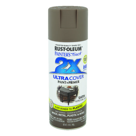Rust-Oleum Painter's Touch 2X Ultra Cover Satin London Gray Paint+Primer Spray Paint 12 oz
