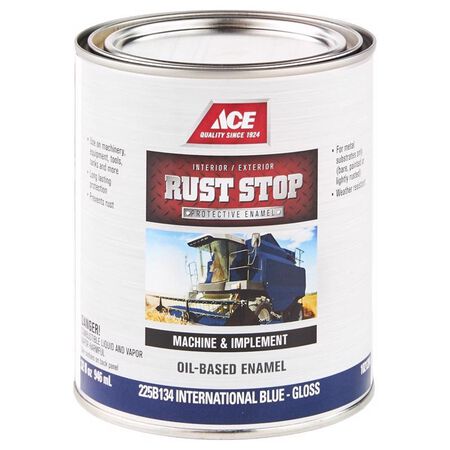 Ace Rust Stop Indoor and Outdoor Gloss International Blue Oil-Based Enamel Rust Prevention Paint 1 q