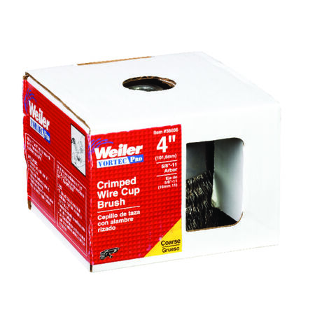 Weiler Vortec Pro 4 in. D X 5/8-11 in. Crimped Steel Crimped Wire Cup Brush 9000 rpm 1 pc