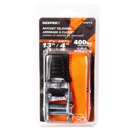 Keeper 1 in. W X 13 ft. L Orange Tie Down w/Ratchet 400 lb 1 pk