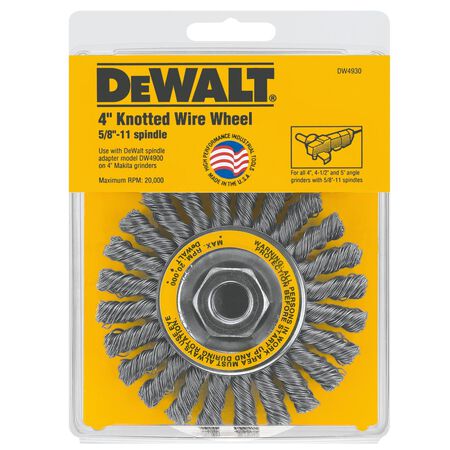DeWalt High Performance 4 in. Knotted Wire Wheel Brush Carbon Steel 20000 rpm 1 pc