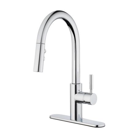 OakBrook Vela One Handle Chrome Pull-Down Kitchen Faucet