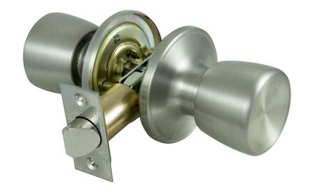 ProSource TS630V-PS Passage Knob, Metal, Stainless Steel, 2-3/8 to 2-3/4 in Backset, 1-3/8 to 1-3/4 in Thick Door