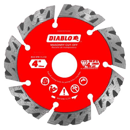 Diablo 4 in. D X 7/8 in. Diamond Segmented Turbo Masonry Cut-Off Disc