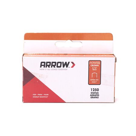 Arrow #587 3/8 in. W X 5/16 in. L 18 Ga. Power Crown Standard Staples 1250 pk