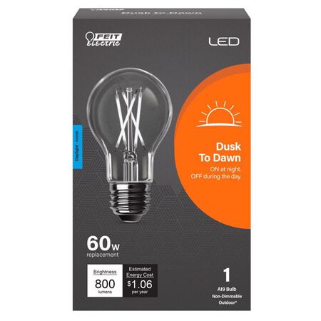 Feit A19 E26 (Medium) LED Dusk to Dawn Bulb Daylight 60 Watt Equivalence 1 pk