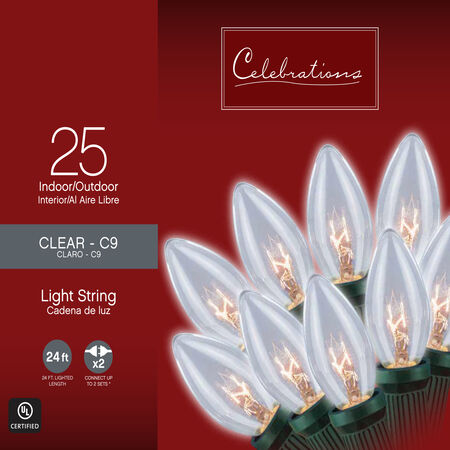 Celebrations Incandescent C9 Clear/Warm White 25 ct String Christmas Lights 25 ft.