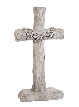Statue Cross Rose Log