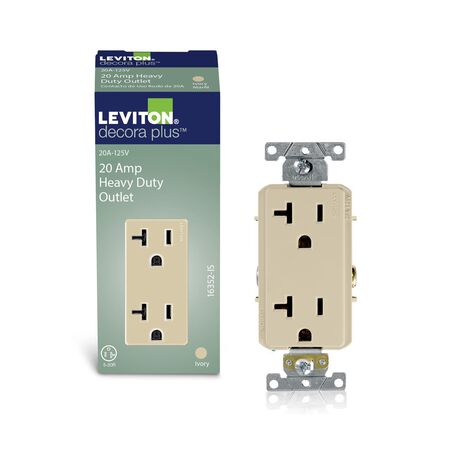 Leviton Decora Plus 20 amps 125 V Duplex Ivory Outlet 5-20R 1 pk