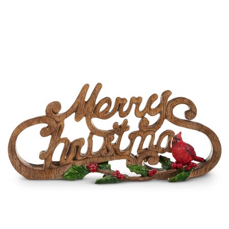 Raz Imports 11.5 in. Merry Christmas with Cardinal Sign