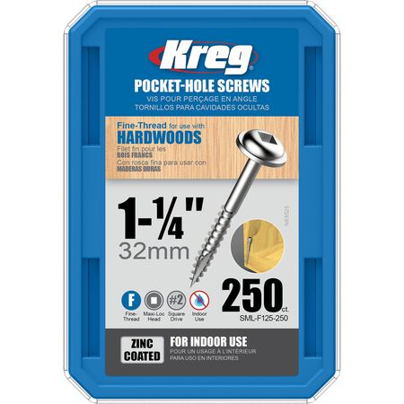 Kreg Tool Maxi-Loc Pocket-Hole Screw No. 7 x 1-1/4 in. L Zinc-Plated Steel 250 count Indoor
