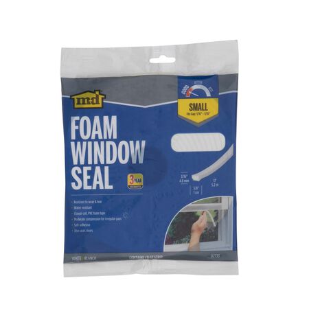 M-D White Foam Weather Stripping Tape For Doors and Windows 17 ft. L X 3/16 in.