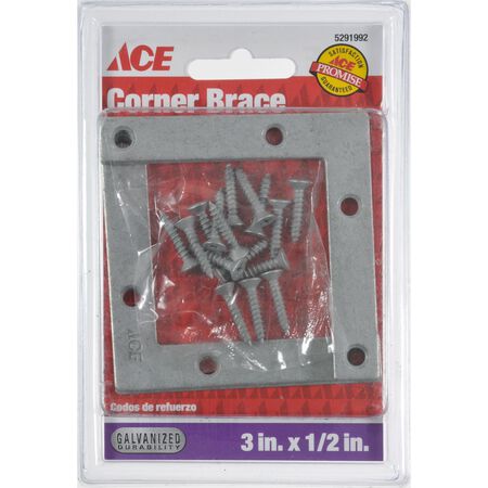 Ace 3 in. H X 3.75 in. W X 3 in. D Steel Flat Corner Brace