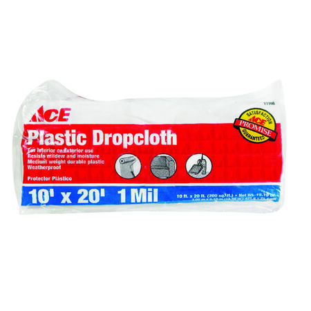 Ace 10 ft. W X 20 ft. L X 1 mil T Plastic Drop Cloth 1 pk