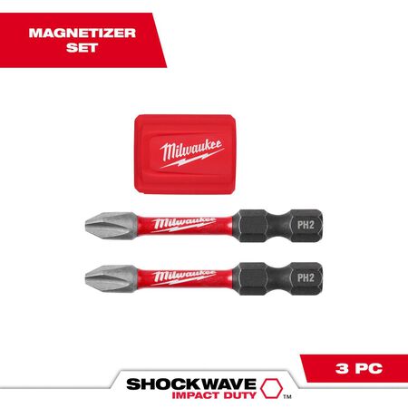 Milwaukee Shockwave Phillips 2 in. L Magnetic Attachment Set Alloy Steel 2 pc