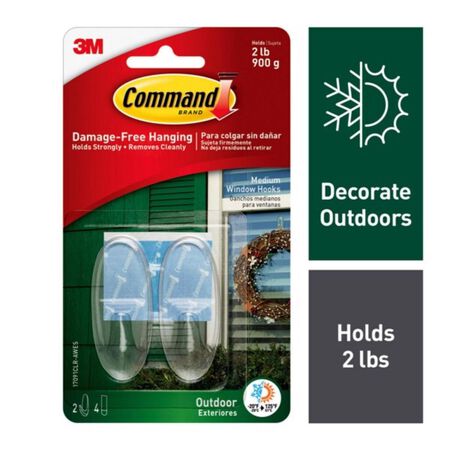 3M Command Medium Plastic Hook 1.625 in. L 2 pk