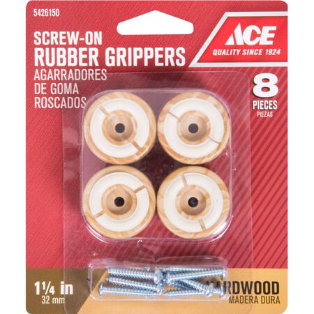 Ace Rubber Round Non-Slip Cup for Hardwood Floors Brown 1-1/4 in. W 8 pk