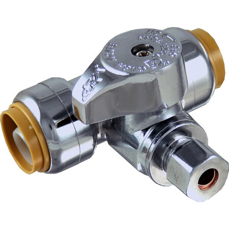 SharkBite 1/2 in. PTC T X 1/2 in. S Compression Brass Tee Stop