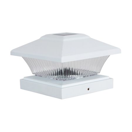 Boston Harbor Solar Fence Postcap, Plastic, White