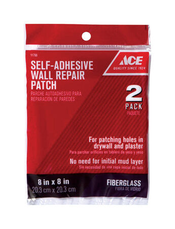 Ace 8 in. L X 8 in. W Fiberglass White Self Adhesive Wall Repair Patch
