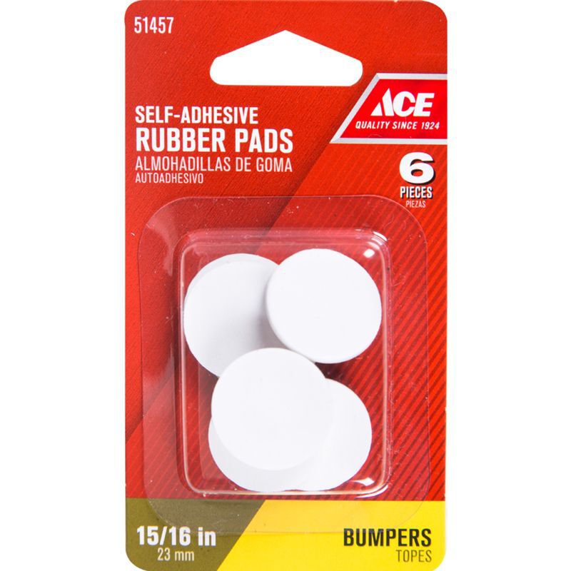 Ace Rubber Round Self Adhesive Pad Brown X 15 16 In W 6 Pk