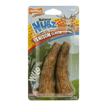 Nylabone Nubz Venison Chews For Dogs 2.8 oz 4.3 in. 2 pk