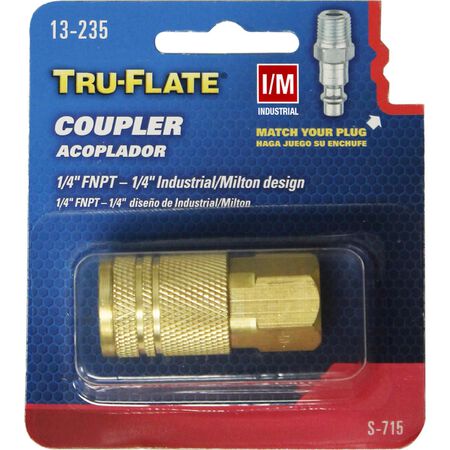 Tru-Flate Brass Quick Change Coupler 1/4 in. FPT X 1/4 in. 1 pc