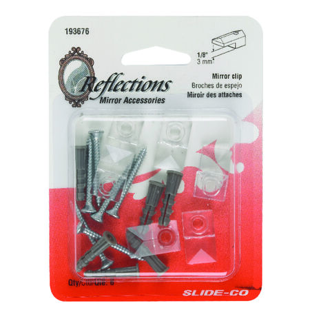 Prime-Line Plastic Coated Clear Small Mirror Holder Clip 20 lb 6 pk