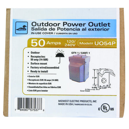 GE 50 amps 240 V Single Silver RV Power Outlet 1 pk