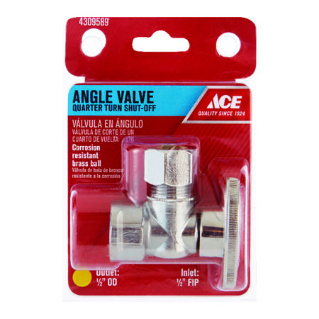 Ace FIP Compression Brass Angle Stop Valve
