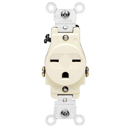 Leviton 15 amps 250 V Single Ivory Outlet 6-15R 1 pk